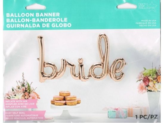 Rose gold balloon banner for bride