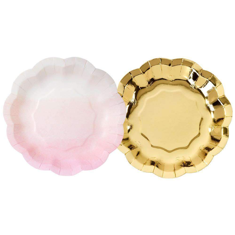 7" Pink and Gold Paper Plates